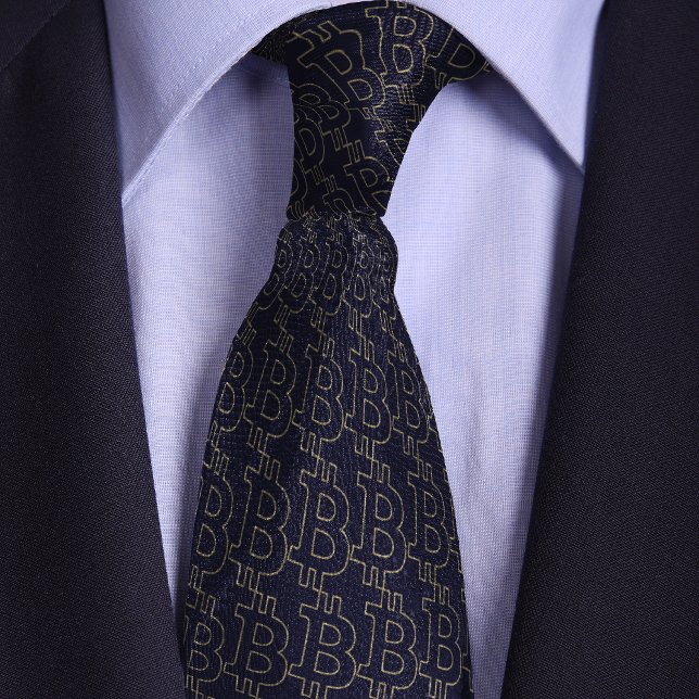 Corbata Modelo de esquema de símbolo de bitcoin azul (Subido por el creador)