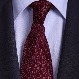 Corbata Modelo de esquema de símbolo de bitcoin de Borgoña
