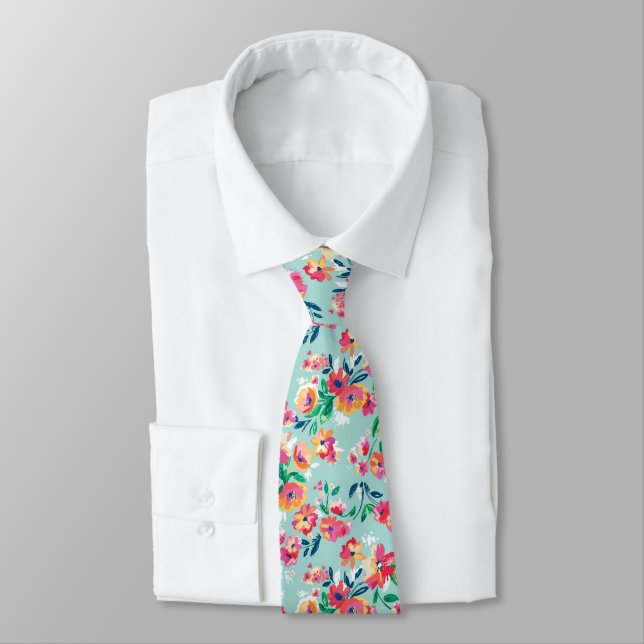Corbata Modelo de flores pintado (Atado)