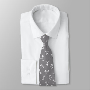 Corbata Modelo de la libélula, gris japonés/gris y blanc