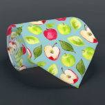 Corbata Modelo de las manzanas de la acuarela<br><div class="desc">Éste es un modelo de manzanas. Hay manzanas verdes y rojas. Uno se corta por la mitad. Hay también algunas hojas mezcladas en el modelo. Las manzanas fueron coloreadas en acuarela.</div>