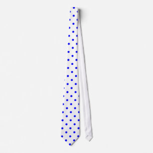 Corbata Modelo de lunar azul clásico en el lazo blanco