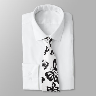 Corbata Modelo de mariposa - blanco y negro