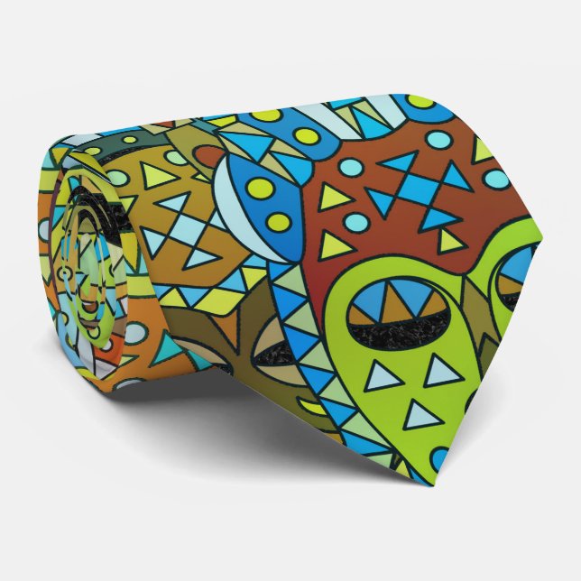 Corbata Modelo de máscara tribal translúcido con oro (Enrollado)