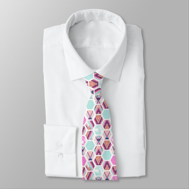 Corbata Modelo del hexágono de la acuarela (Atado)