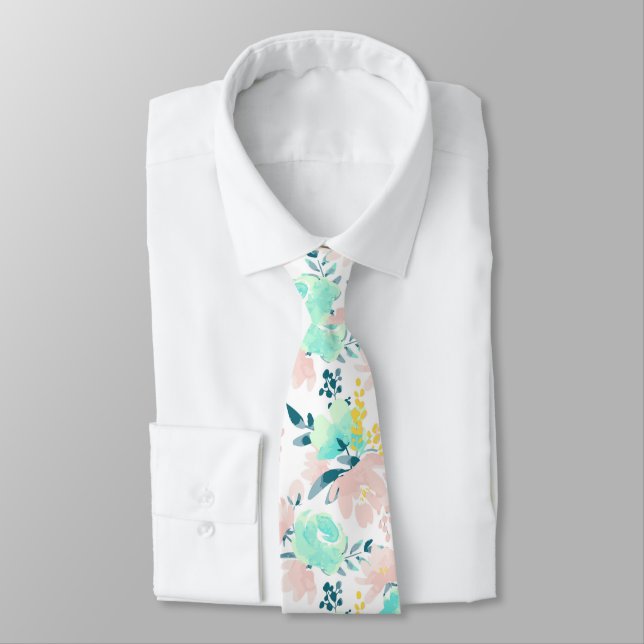 Corbata Modelo floral de la acuarela (Atado)