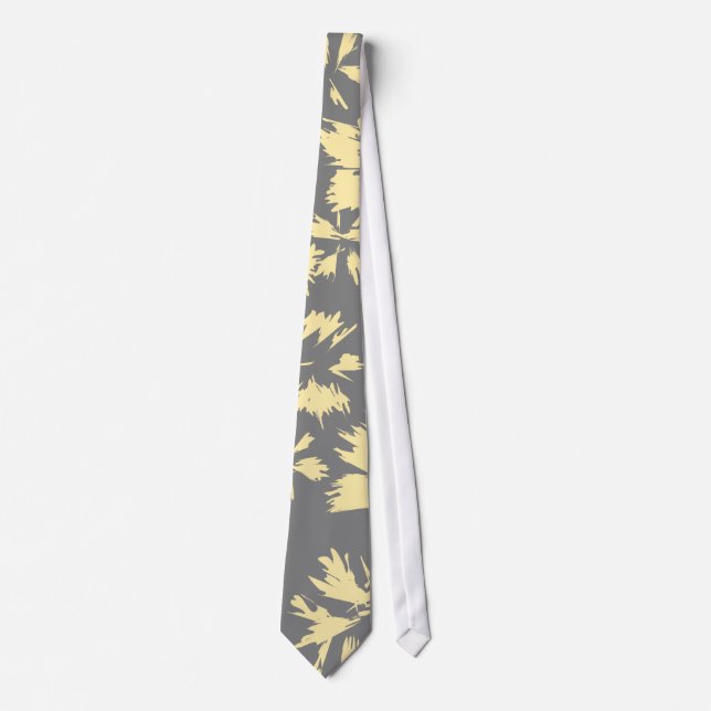 Corbata Modelo floral gris y amarillo (Anverso)