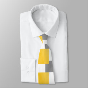 Corbata Modelo geométrico amarillo del blanco gris