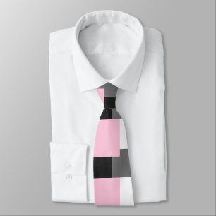 Corbata Modelo geométrico blanco y negro gris rosado