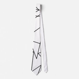 Corbata Modelo geométrico blanco y negro moderno simple
