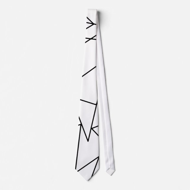 Corbata Modelo geométrico blanco y negro moderno simple (Anverso)