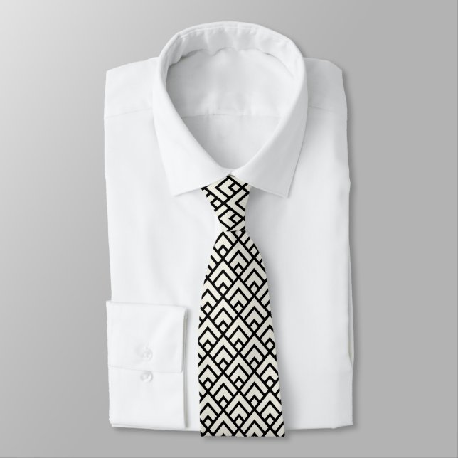 Corbata Modelo geométrico negro y blanco (Atado)