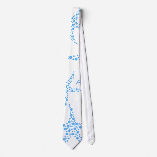 Corbata Modelo manchado de las estrellas de mar en azul y (Anverso)