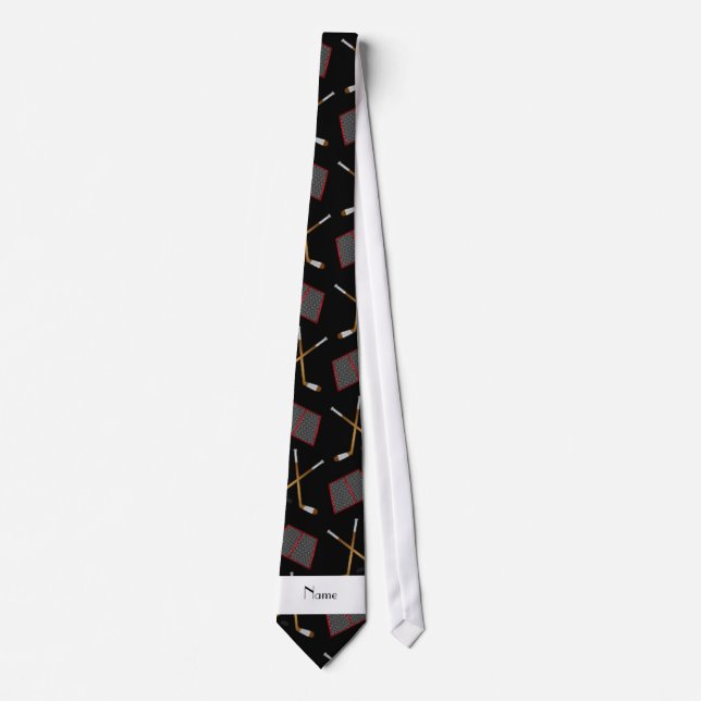 Corbata Modelo negro conocido personalizado del hockey (Anverso)