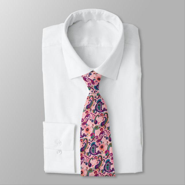 Corbata Modelo rosado bonito de Paisley (Atado)