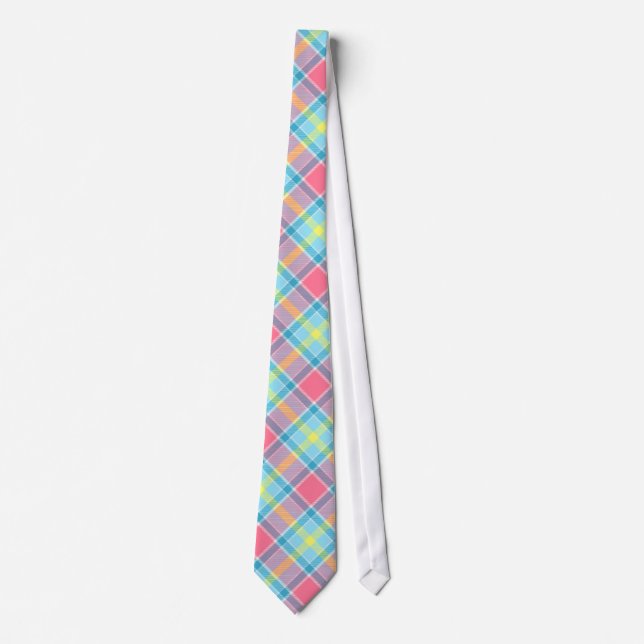 Corbata Modelo rosado y azul de la tela escocesa (Anverso)