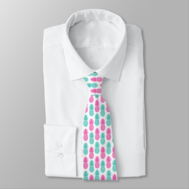 Corbata Modelo tropical verde azulado rosado femenino de (Atado)