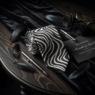 Corbata Modern Abstract Black and White Wavy Zebra Stripe