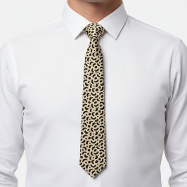 Corbata Modern Beige y Black Abstract Brush Leopard puntos