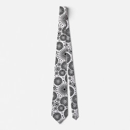 Corbata Modern Black White Geometric Flowers Starburst