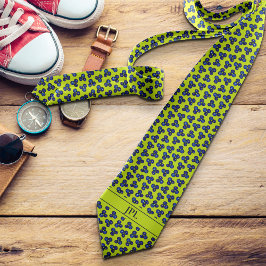 Corbata Modern Blueberry Initials Vibrant Bold Fun Novedad