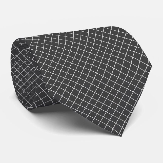 Corbata Modern Charcoal Gray Geometric Chain Link (Enrollado)