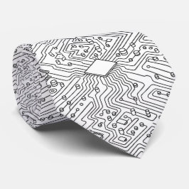 Corbata Modern Circuit Board Necktie - B&W Tech Geek