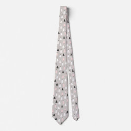 Corbata Modern Festive Trees and Falling Snow Pattern 