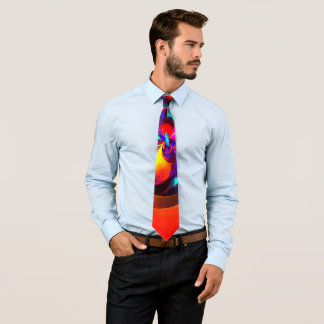 Corbata Modern Floral Resumen Arte Patrón Azul Rojo #07