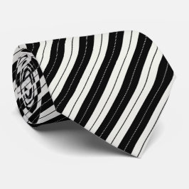 Corbata Modern Geometric Black & White Stripe 