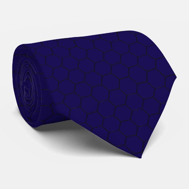 Corbata Modern Hexagonal Grid Geometric Pattern (Enrollado)