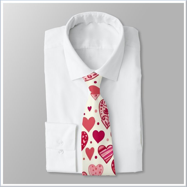 Corbata Modern Red & Pink Hearts Pattern (Subido por el creador)