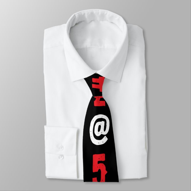 Corbata Modern red white black lettering Fashionable  (Atado)