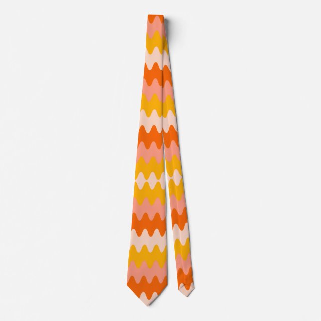 Corbata Modern Yellow, Orange & White Zig Zag Pattern (Anverso)