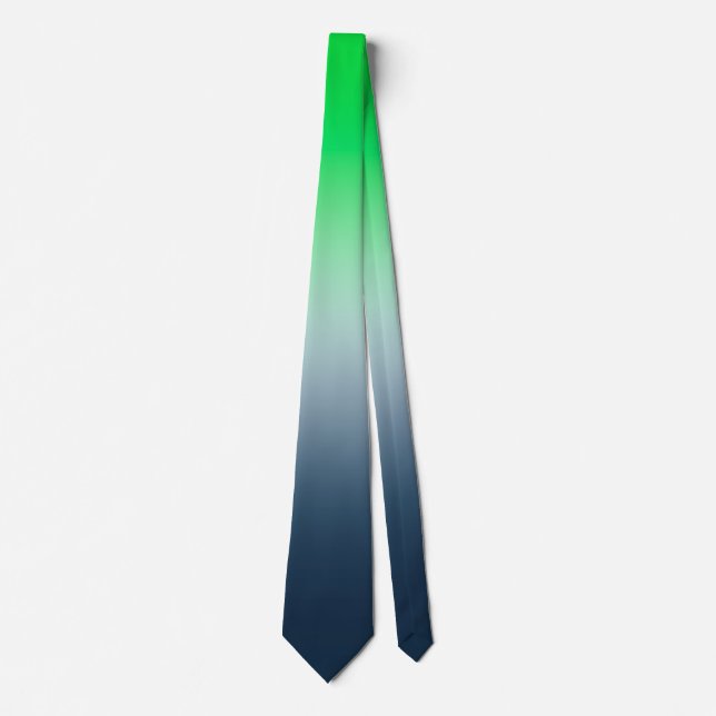 Corbata moderna con gradiente de verde a azul mari (Anverso)