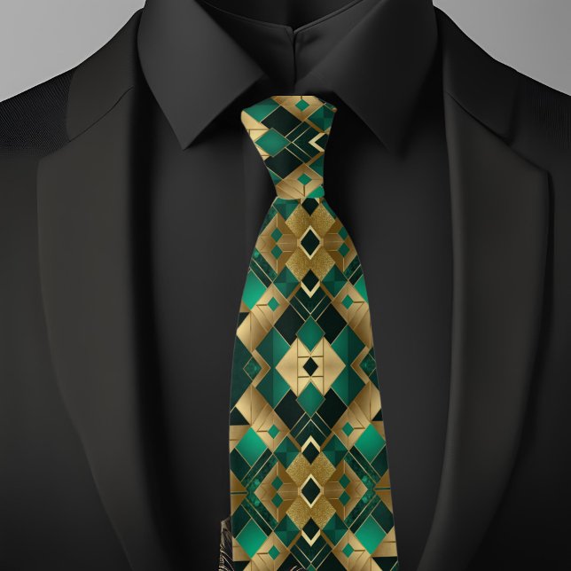 Corbata moderna de oro y esmeralda (Subido por el creador)