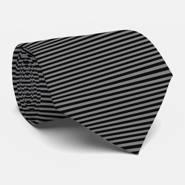Corbata Moderna de Rayas con Pinstripe Gris y Negr (Enrollado)