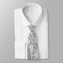 Corbata Moderna encaje blanco gris plateado urbano