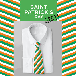 Corbata Moderna y elegante Naranja verde bandera irlandesa