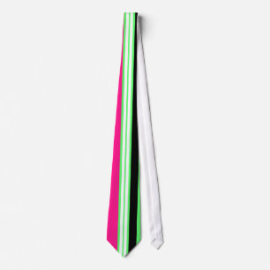 Corbata Modernas rayas rosas y negras de color verde claro