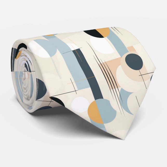 Corbata Moderno abstracto geométrico neutral terroso (Enrollado)