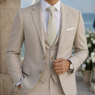 Corbata Moderno azul claro y beige multiraya costero