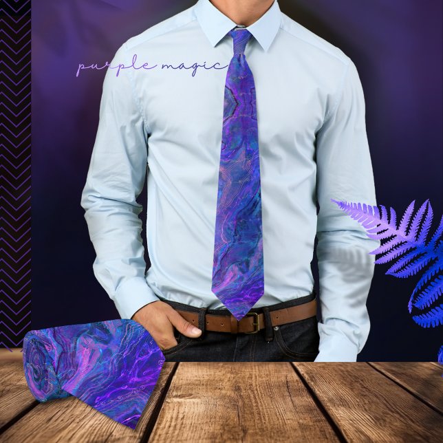 Corbata Moderno Azul Morado Ombre Láquido Arte Agujero (Modern Purple Blue Liquid Art Neck Tie)