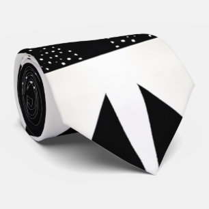 Corbata Moderno blanco y negro punteado único