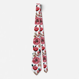 Corbata Moderno Boda de patrón floral de color rosa rojo a