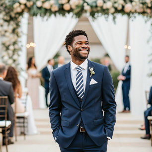 Corbata Moderno Minimal Clásico Formal Rayas Blancas Azule