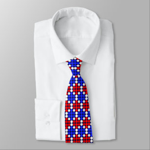 Corbata Moderno patrón azul rojo punteado en azul marino