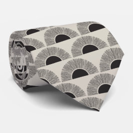 Corbata Moderno Patrón de arte abstracto negro y beige del