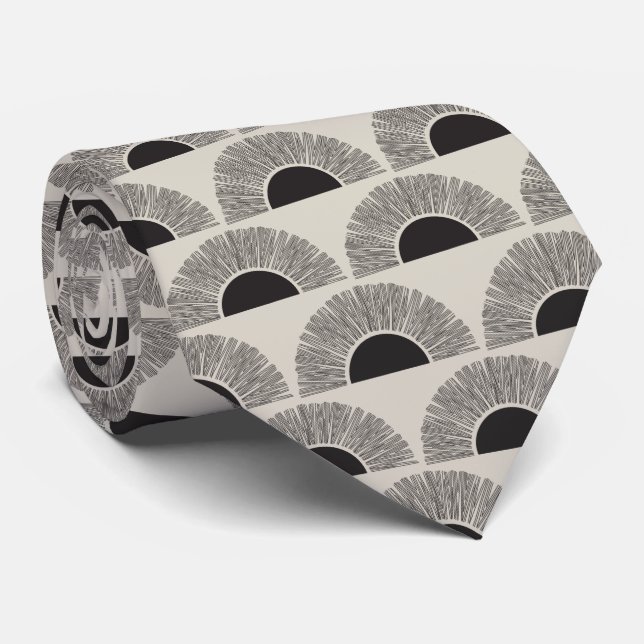 Corbata Moderno Patrón de arte abstracto negro y beige del (Enrollado)