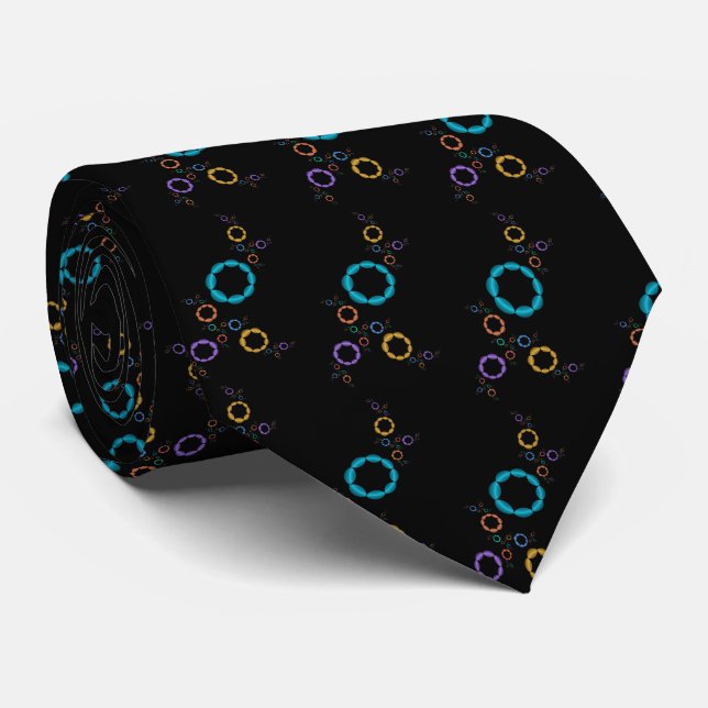 Corbata Moderno Resumen Patrón fractal Fondo negro (Enrollado)